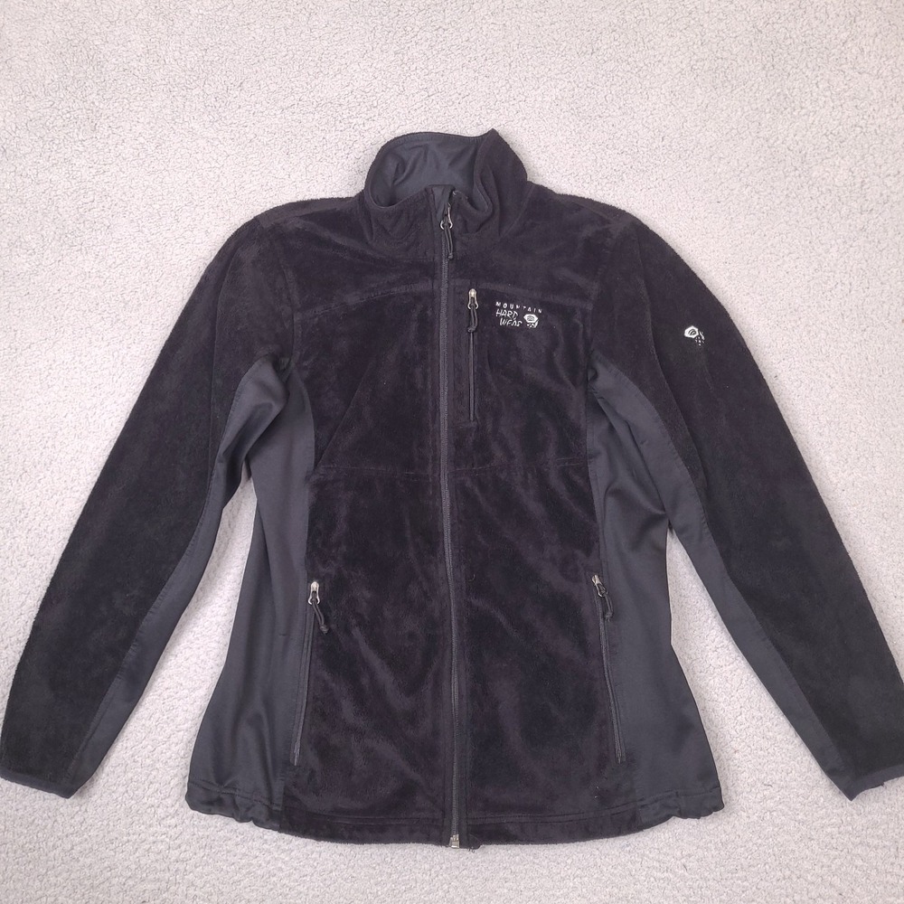 Mountain Hardwear Womens Fleece Jacket Small Black Full Zip Soft Coat